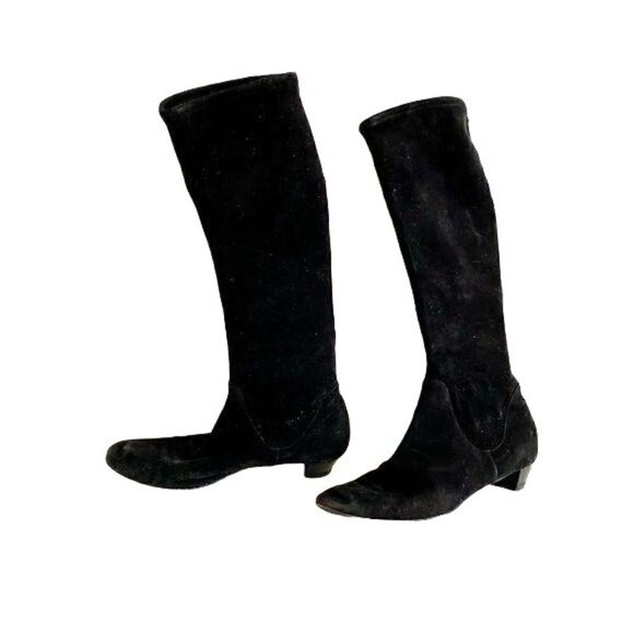 Sergio Rossi Black Stretch Suede Boots, Size EU39 - Picture 1 of 13